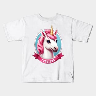 Fabulous Pinky Unicorn Kids T-Shirt